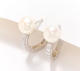 Honora x Diamonique Cultured Pearl Huggie Hoop Sterling Silver Earrings